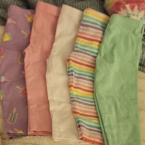 Sz 4T Pastel Capri Legging Bundle - Rainbow, Mint, Pink, White & Purple